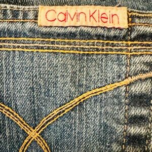 Calvin Klein Indigo Denim Size 2 Vintage Flare with Gold Stitching Jeans